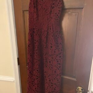 Astr Deep Red Lace Dress